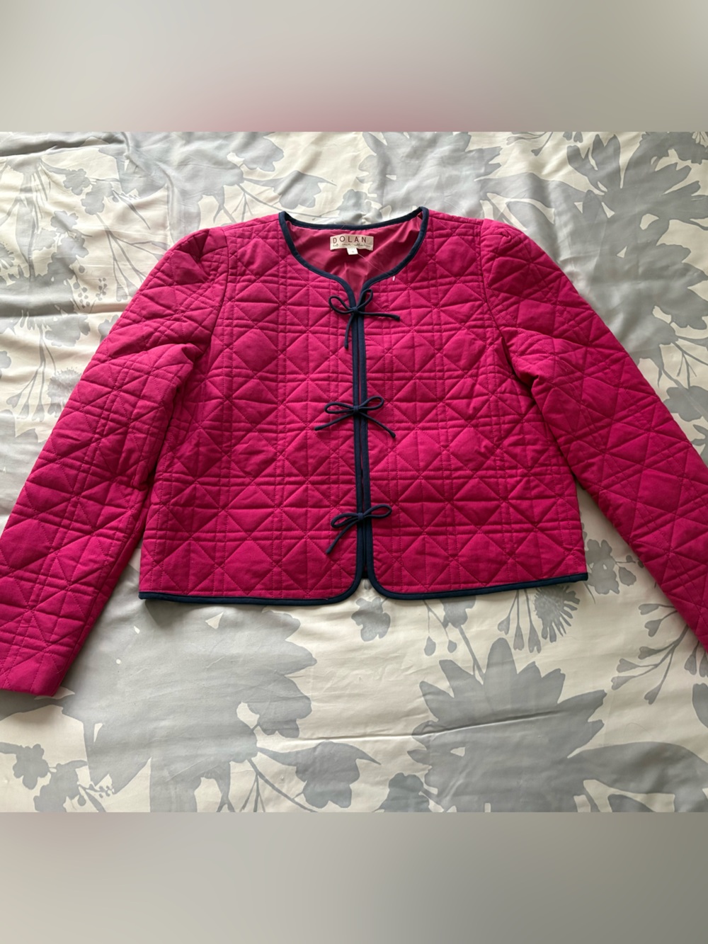 Dolan Left Coast Anthropology Hot Pink Quilted JacketBlazer with Navy Trim NEW